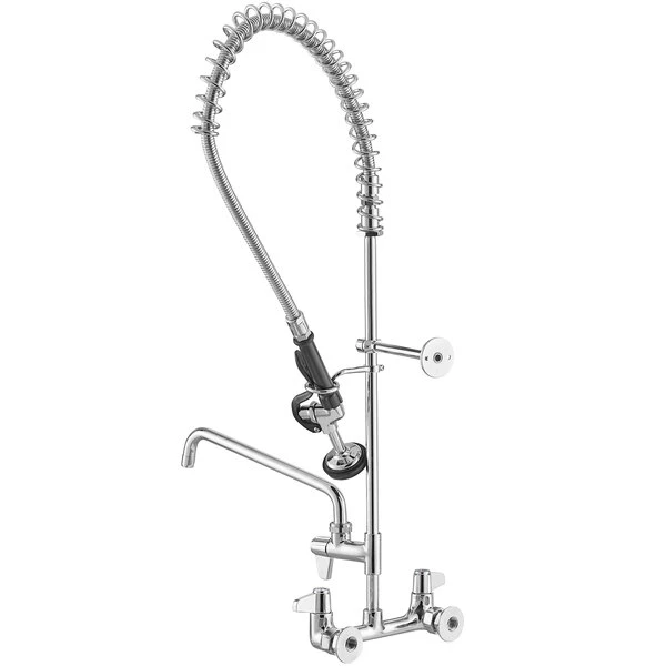 T&S Brass And Bronze Works Equip By T&S 5PR-8W12 Wall Mounted 35 3/4" High Pre-Rinse Faucet With 8" Adjustable Centers, 44" Hose, 12" Add-On Faucet, And 6" Wall Bracket 5 T&S Brass And Bronze Works Equip By T&S 5PR-8W12 Wall Mounted 35 3/4" High Pre-Rinse Faucet With 8" Adjustable Centers, 44" Hose, 12" Add-On Faucet, And 6" Wall Bracket - Image 3