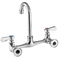 Regency Plumbing & Hardware Regency Wall Mount Faucet With 3 1/2" Swivel Gooseneck Spout, 8" Centers, And Install Kit -T&S Brass Shop 2217170