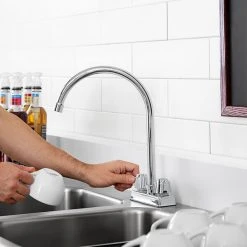 Regency Plumbing & Hardware Regency Deck Mount Faucet With 8 1/2" Swivel Gooseneck Spout And 4" Centers