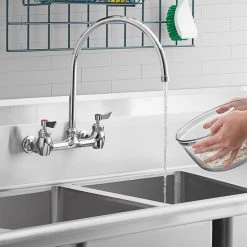 Waterloo Wall Mount Faucet With 12" Gooseneck Spout And 8" Centers
