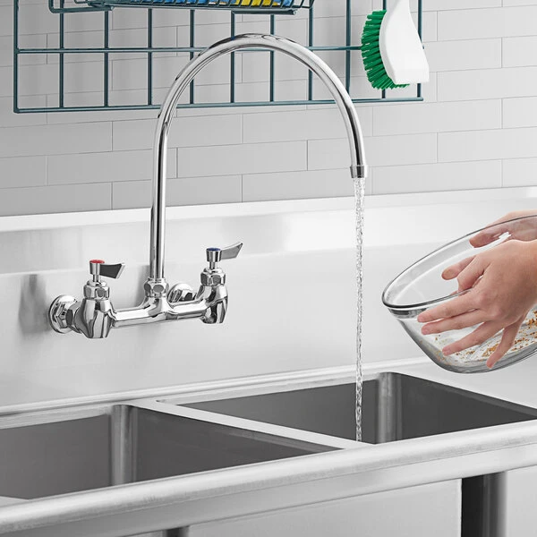 Waterloo Wall Mount Faucet With 12" Gooseneck Spout And 8" Centers 3 Waterloo Wall Mount Faucet With 12" Gooseneck Spout And 8" Centers