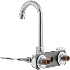 Regency Plumbing & Hardware Regency Wall Mount Handsink Faucet With 3 1/2" Swivel Gooseneck Spout, 4" Centers, And Wrist Handles -T&S Brass Shop 2233103