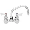 Fisher 3610 Backsplash Mounted Faucet With 4" Centers, 6" Swing Nozzle, 2.2 GPM Aerator, And Lever Handles -T&S Brass Shop 2249695