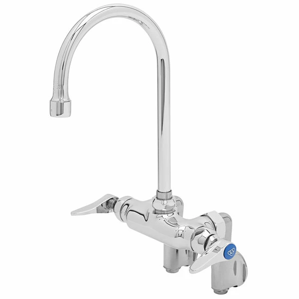 T&S Brass And Bronze Works T&S B-0342 Wall Mounted Pantry Faucet With Adjustable Centers, 5 1/2" Rigid Gooseneck, And Integral Stops 3 T&S Brass And Bronze Works T&S B-0342 Wall Mounted Pantry Faucet With Adjustable Centers, 5 1/2" Rigid Gooseneck, And Integral Stops