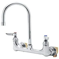 T&S Brass And Bronze Works T&S B-0331-VF22-EL Vandal-Resistant Wall Mounted Faucet With 8" Adjustable Centers, 5 3/4" Swivel Gooseneck, Eterna Cartridges, And Installation Kit