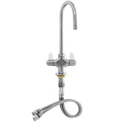 T&S Brass And Bronze Works Equip By T&S 5F-2SLX05 Deck Mounted Faucet With 5 9/16" Gooseneck Spout, Flex Inlets, Laminar Flow Device, And Lever Handles