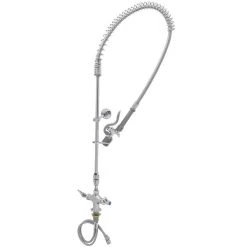 T&S Brass And Bronze Works T&S B-0113-CR-V-BC Deck Mount Single Hole 0.65 GPM Pre-Rinse Faucet With 6" Wall Bracket, Vacuum Breaker, And Cerama Cartridges