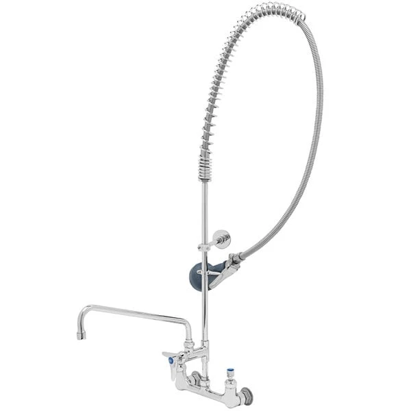 T&S Brass And Bronze Works T&S B-0133-01-CR-8C EasyInstall Wall Mounted 37 3/4" High Pre-Rinse Faucet With Adjustable 8" Centers, Ergonomic Low Flow Spray Valve, 56" Hose, 14" Add-On Faucet, And 9" Wall Bracket 3 T&S Brass And Bronze Works T&S B-0133-01-CR-8C EasyInstall Wall Mounted 37 3/4" High Pre-Rinse Faucet With Adjustable 8" Centers, Ergonomic Low Flow Spray Valve, 56" Hose, 14" Add-On Faucet, And 9" Wall Bracket