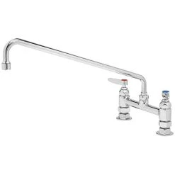 T&S Brass And Bronze Works T&S B-0220 Deck Mounted Faucet With 18" Swing Nozzle, 8" Adjustable Centers, 18.39 GPM Stream Regulator Outlet, Eterna Cartridges, And Lever Handles