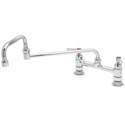 T&S Brass And Bronze Works T&S B-0245 Deck Mounted Faucet With 18" Double Jointed Swing Nozzle, 8" Adjustable Centers, 19.5 GPM Stream Regulator Outlet, Eterna Cartridges, And Lever Handles