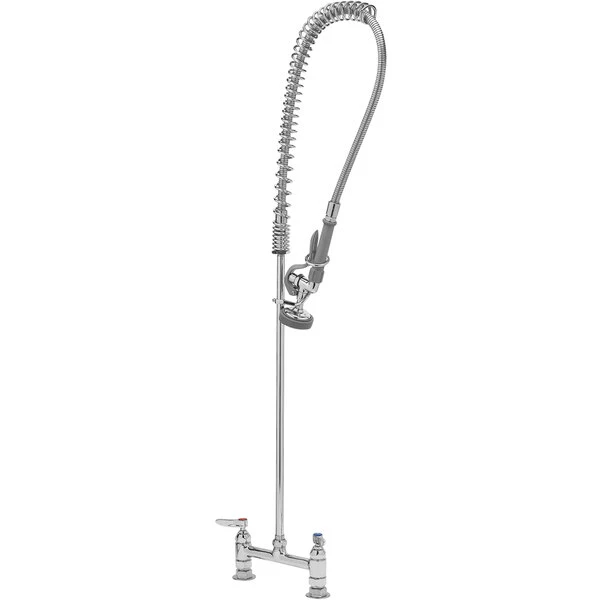 T&S Brass And Bronze Works T&S B-0123 EasyInstall Deck Mounted 41 3/4" High Pre-Rinse Faucet With Adjustable 8" Centers, And 44" Hose 3 T&S Brass And Bronze Works T&S B-0123 EasyInstall Deck Mounted 41 3/4" High Pre-Rinse Faucet With Adjustable 8" Centers, And 44" Hose