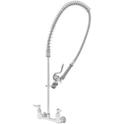 T&S Brass And Bronze Works T&S B-0133-C EasyInstall Wall Mounted 35 1/4" High Pre-Rinse Faucet With Adjustable 8" Centers, Low Flow Spray Valve, And 44" Hose