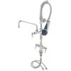 T&S Brass And Bronze Works T&S MPQ-2DLV-08-CR EasyInstall Deck Mounted 23 3/4" High Mini Pre-Rinse Faucet With Flex Inlets, Ergonomic Low Flow Spray Valve, 24" Hose, 8" Add-On Faucet, Vacuum Breaker, And 6" Wall Bracket -T&S Brass Shop 2256911