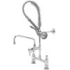 T&S Brass And Bronze Works T&S MPX-8DLN-08-CR EasyInstall Deck Mounted 24 9/16" High Mini Pre-Rinse Faucet With Adjustable 8" Centers, Angled Spray Valve, 24" Hose, 8" Add-On Faucet, And 6" Wall Bracket
