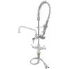 T&S Brass And Bronze Works T&S MPZ-2DLN-08-CRF Low Profile Deck Mounted Pre-Rinse Faucet With Flex Inlets, 24" Hose, 1.15 GPM Spray Valve, 8" Add-On Faucet, And Wall Bracket