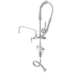 T&S Brass And Bronze Works T&S MPZ-2DLN-08-CR EasyInstall Deck Mounted 24 13/16" High Mini Pre-Rinse Faucet With Flex Inlets, 24" Hose, 8" Add-On Faucet, And 6" Wall Bracket