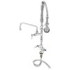 T&S Brass And Bronze Works T&S MPZ-2DWV-08 EasyInstall Deck Mounted 23 13/16" High Mini Pre-Rinse Faucet With Flex Inlets, 4" Wrist Action Handles, 24" Hose, 8" Add-On Faucet, Vacuum Breaker, And 6" Wall Bracket -T&S Brass Shop 2257125