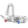 T&S Brass And Bronze Works T&S B-1146-01-WS Wall Mount Workboard Faucet With 4" Centers And Polished Chrome Plated Escutcheon - 2 15/16" Gooseneck Spout