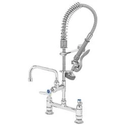 T&S Brass And Bronze Works T&S MPZ-8DLN-06 EasyInstall Deck Mounted 24 9/16" High Mini Pre-Rinse Faucet With Adjustable 8" Centers, 24" Hose, 6" Add-On Faucet, And 6" Wall Bracket