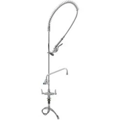 T&S Brass And Bronze Works T&S B-0113-ADF12 EasyInstall Deck Mounted 49 1/2" High Pre-Rinse Faucet With Flex Inlets, 44" Hose, And 12" Add-On Faucet