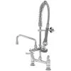 T&S Brass And Bronze Works T&S MPZ-8DCN-08 EasyInstall Deck Mounted 24 9/16" High Mini Pre-Rinse Faucet With Adjustable 8" Centers, Club Handles, 24" Hose, 8" Add-On Faucet, And 6" Wall Bracket -T&S Brass Shop 2257285