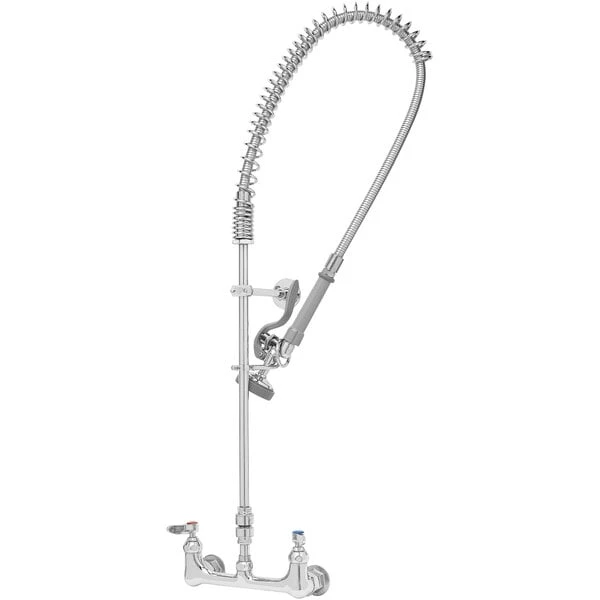 T&S Brass And Bronze Works T&S B-2278 EasyInstall Wall Mounted 37" High Pre-Rinse Faucet With Adjustable 8" Centers, 44" Hose, Vacuum Breaker, 6" Wall Bracket, And Installation Kit 3 T&S Brass And Bronze Works T&S B-2278 EasyInstall Wall Mounted 37" High Pre-Rinse Faucet With Adjustable 8" Centers, 44" Hose, Vacuum Breaker, 6" Wall Bracket, And Installation Kit