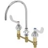 T&S Brass And Bronze Works T&S B-2862-08-LF16 Deck Mount Faucet With 8" Centers, 4" Wrist Action Handles, And EasyInstall Inlets - 12 1/8" High Gooseneck With 8 11/16" Length -T&S Brass Shop 2257655