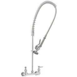 T&S Brass And Bronze Works T&S B-0133-CR EasyInstall Wall Mounted 33 1/4" High Pre-Rinse Faucet With Adjustable 8" Centers, And 44" Hose