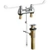 Elkay LK403T6 Deck Mount Chrome Faucet With Pop-Up Drain, 6" Wristblade Handles, And 4" Centers -T&S Brass Shop 2273813