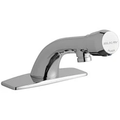 Elkay LK652 Deck Mount Chrome Vandal-Resistant Lavatory Faucet With Push Button Handle And 4" Centers
