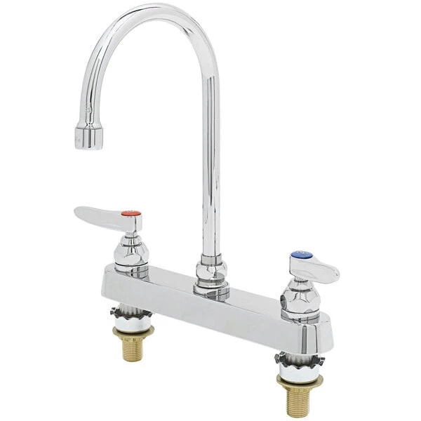 T&S Brass And Bronze Works T&S B-1142-XS Deck Mount Workboard Faucet With 8" Centers, 5 3/4" Gooseneck, Escutcheon, And Tailpieces 3 T&S Brass And Bronze Works T&S B-1142-XS Deck Mount Workboard Faucet With 8" Centers, 5 3/4" Gooseneck, Escutcheon, And Tailpieces