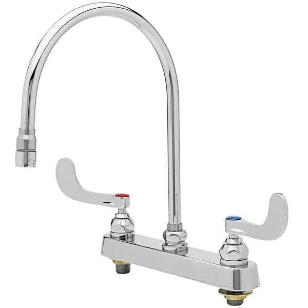T&S Brass And Bronze Works T&S B-1120-135X-WH4 Deck Mounted Workboard Faucet With 8" Centers, 8 13/16" Gooseneck Spout, 2.2 GPM Aerator, Eterna Cartridges, And Wrist Handles 3 T&S Brass And Bronze Works T&S B-1120-135X-WH4 Deck Mounted Workboard Faucet With 8" Centers, 8 13/16" Gooseneck Spout, 2.2 GPM Aerator, Eterna Cartridges, And Wrist Handles