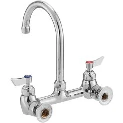 Waterloo Wall Mount Faucet With 6" Gooseneck Spout And 8" Centers -T&S Brass Shop 2293909