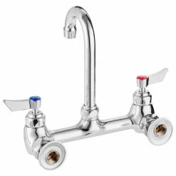 Waterloo Wall Mount Faucet With 3 1/2" Gooseneck Spout And 8" Centers -T&S Brass Shop 2319490