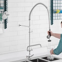 Regency Plumbing & Hardware Regency 1.15 GPM Deck Mount Pre-Rinse Faucet With 12" Add-On Faucet And Single Base