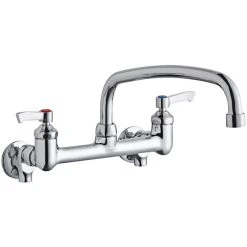 Elkay LK940AT14L2S Wall-Mounted Faucet With 8" Centers, 14" Arc Tube Swing Spout, And 2" Lever Handles