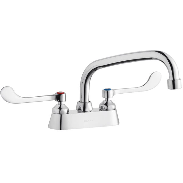 Elkay LK406AT10T4 Deck Mount Faucet With 4" Centers, 10" Arc Tube Swing Spout, 1.5 GPM Aerator, And 4" Wristblade Handles 3 Elkay LK406AT10T4 Deck Mount Faucet With 4" Centers, 10" Arc Tube Swing Spout, 1.5 GPM Aerator, And 4" Wristblade Handles