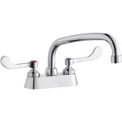 Elkay LK406AT08T4 Deck Mount Faucet With 4" Centers, 8" Arc Tube Swing Spout, 1.5 GPM Aerator, And 4" Wristblade Handles