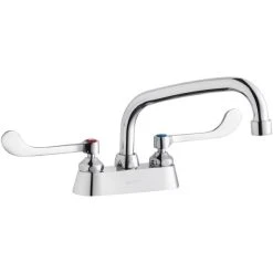 Elkay LK406AT08T6 Deck Mount Faucet With 4" Centers, 8" Arc Tube Swing Spout, 1.5 GPM Aerator, And 6" Wristblade Handles