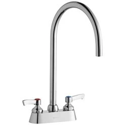 Elkay LK406LGN08L2 Deck Mount Laminar Flow Faucet With 4" Centers, 8" Gooseneck Swing Spout, And 2" Lever Handles