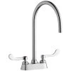 Elkay LK406LGN08T4 Deck Mount Laminar Flow Faucet With 4" Centers, 8" Gooseneck Swing Spout, And 4" Wristblade Handles -T&S Brass Shop 2359507