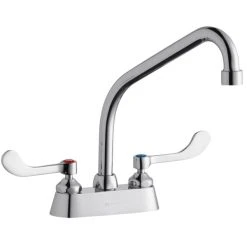 Elkay LK406HA08T4 Deck Mount Faucet With 4" Centers, 8" High Arc Swing Spout, 1.5 GPM Aerator, And 4" Wristblade Handles