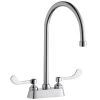 Elkay LK406GN08T4 Deck Mount Faucet With 4" Centers, 8" Gooseneck Swing Spout, 1.5 GPM Aerator, And 4" Wristblade Handles