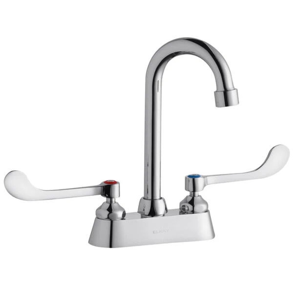 Elkay LK406GN04T6 Deck Mount Faucet With 4" Centers, 4" Gooseneck Swing Spout, 1.5 GPM Aerator, And 6" Wristblade Handles 3 Elkay LK406GN04T6 Deck Mount Faucet With 4" Centers, 4" Gooseneck Swing Spout, 1.5 GPM Aerator, And 6" Wristblade Handles