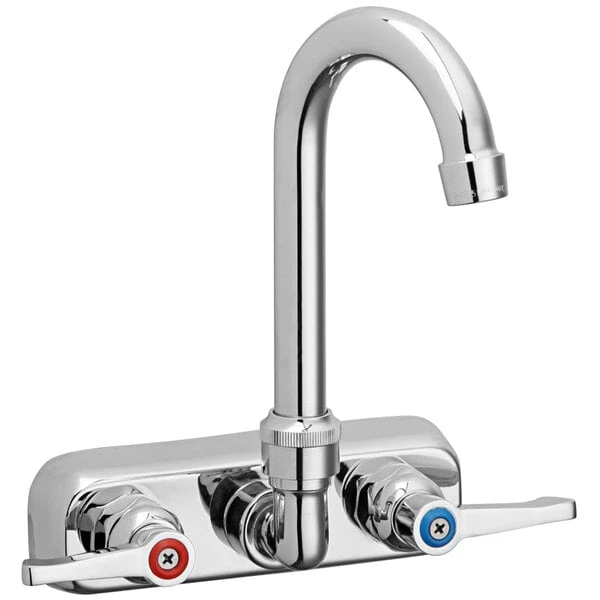 Elkay LKB400 Wall Mount Faucet With 4" Centers, 3 1/2" Gooseneck Spout, 2.2 GPM Aerator, And 2" Lever Handles 3 Elkay LKB400 Wall Mount Faucet With 4" Centers, 3 1/2" Gooseneck Spout, 2.2 GPM Aerator, And 2" Lever Handles