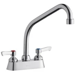 Elkay LK406HA08L2 Deck Mount Faucet With 4" Centers, 8" High Arc Swing Spout, 1.5 GPM Aerator, And 2" Lever Handles