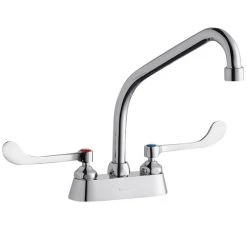 Elkay LK406HA08T6 Deck Mount Faucet With 4" Centers, 8" High Arc Swing Spout, 1.5 GPM Aerator, And 6" Wristblade Handles