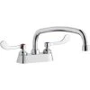 Elkay LK406AT12T4 Deck Mount Faucet With 4" Centers, 12" Arc Tube Swing Spout, 1.5 GPM Aerator, And 4" Wristblade Handles