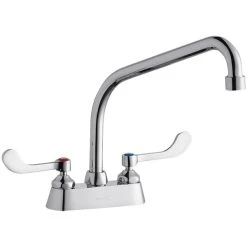 Elkay LK406HA10T6 Deck Mount Faucet With 4" Centers, 10" High Arc Swing Spout, 1.5 GPM Aerator, And 6" Wristblade Handles