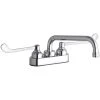 Elkay LK406TS08T4 Deck Mount Faucet With 4" Centers, 8" Tube Swing Spout, 1.5 GPM Aerator, And 4" Wristblade Handles